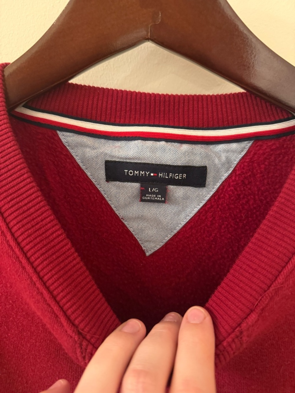 Tommy Hilfiger Men's Crewneck Sweater - Wine Red - Picture 3 of 4